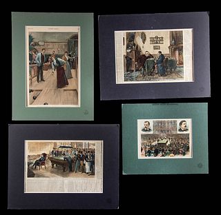 Four 19th C. American Prints - Indoor Games