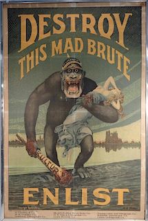 VINTAGE WWI US ARMY ENLISTMENT POSTER "