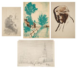A GROUP OF FOUR WORKS ON PAPER BY NIKOLAI TROSHIN (RUSSIAN 1897-1990)