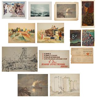 GROUP OF 20TH CENTURY SOVIET DRAWINGS AND PRINTS