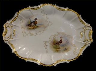 FRENCH HAND PAINTED GAME PLATTER 18 1/2"