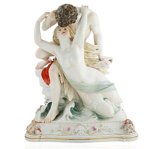 19TH CENTURY MEISSEN PORCELAIN NYMPH AND LOVER