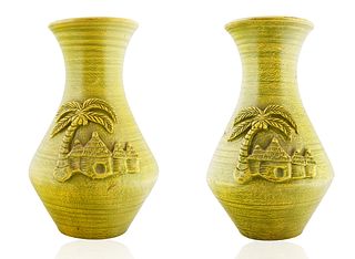 A PAIR OF EARTHENWARE VASES