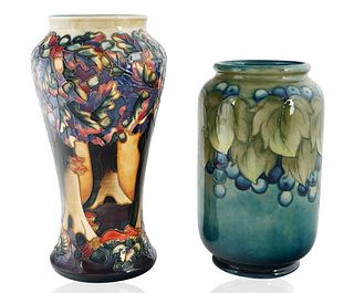 PAIR OF MOORCROFT FRUITS OF THE EARTH VASES