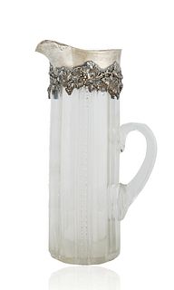 1876 GORHAM SILVER AND GLASS PITCHER