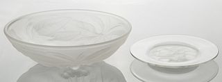LALIQUE CHERRIES BOWL AND MARIENTHAL PLATE