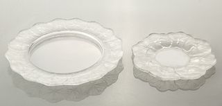 PAIR OF LALIQUE HONFLEUR NESTED DISHES