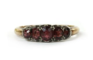 A gold and silver garnet ring,