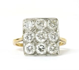 A diamond set square cluster ring,