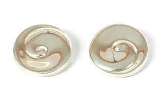 A pair of sterling silver Georg Jensen swirl earrings,