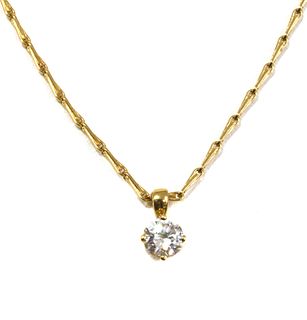 A gold single stone diamond pendant,