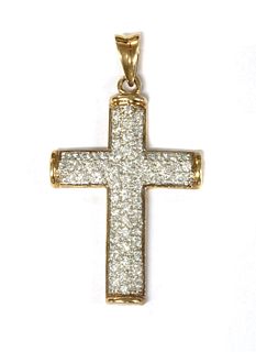 A 9ct gold diamond set cross pendant,