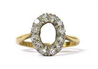An 18ct gold diamond set vacant cluster ring mount,