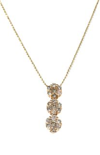 A rose gold diamond triple cluster pendant,
