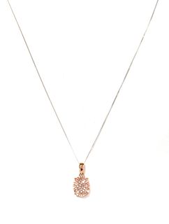 A rose gold oval pink diamond pendant,