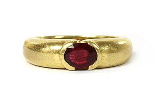 An 18ct gold single stone ruby ring,