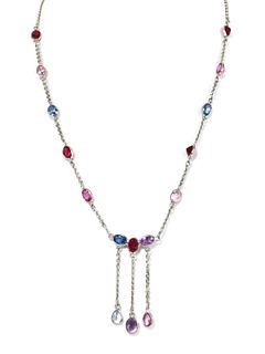 A silver assorted gemstone necklace,