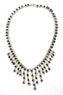 A silver sapphire fringe necklace,