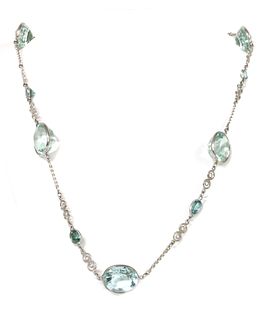 A silver blue zircon and paste set necklace,