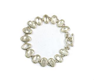 A silver moonstone bracelet,