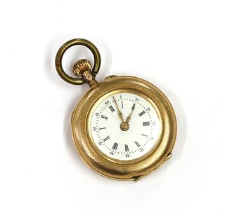 A gold pin set fob watch,