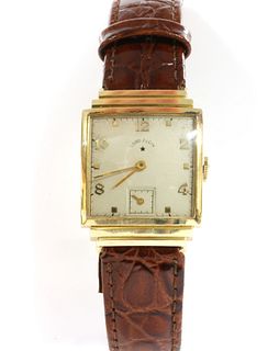 A gold Elgin 'Lord Elgin' mechanical strap watch,