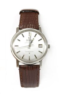 A gentleman's stainless steel Omega 'Constellation' automatic strap watch,