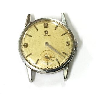 A gentlemen's stainless steel Omega mechanical watch head,