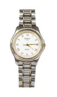 A gentlemen's stainless steel Tissot 'PR 50' quartz bracelet watch,