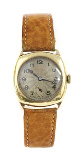 A 9ct gold Bravingtons mechanical strap watch,