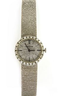 A ladies' white gold diamond set Jaeger-LeCoultre mechanical bracelet watch,