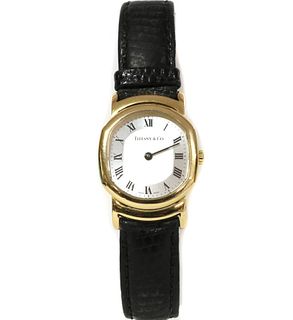 A ladies' 18ct gold Tiffany & Co. quartz strap watch,
