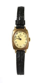 A ladies' gold Jaeger-LeCoultre 'Club' mechanical strap watch,