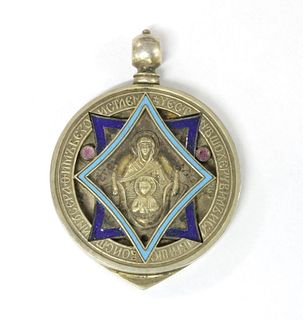 A silver and enamel Panagia pendant
