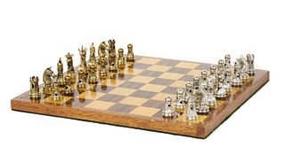 A 20th century silver chess set,