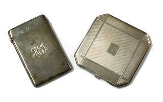 A sterling silver card case,