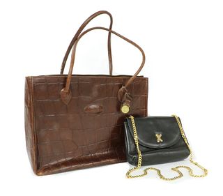A Mulberry brown crocodile embossed leather shopper tote,