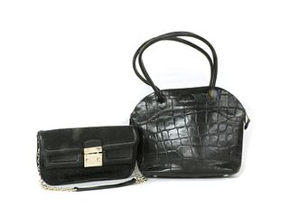 A Mulberry black crocodile embossed leather bag,
