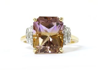 A 9ct gold ametrine and diamond ring,