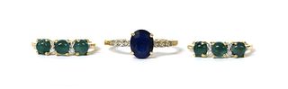A 9ct gold spinel and diamond ring,