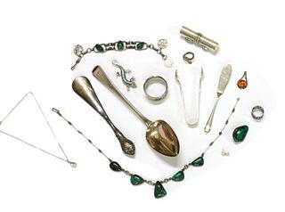 A quantity of silver jewellery and flatware,