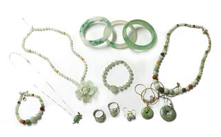 A quantity of jade jewellery,