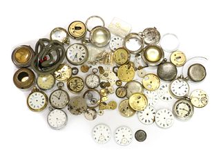 A quantity of pocket watch parts,