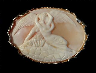 SHELL CAMEO "CUPID & PSYCHE" IN 14K GOLD JACKET