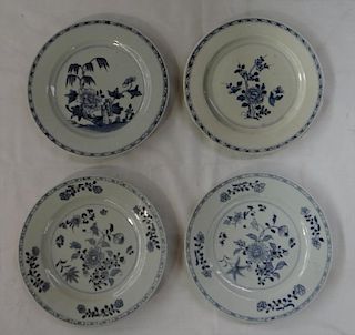 4 BLUE & WHITE CHINESE EXPORT PLATES