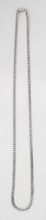 14K White Gold Cuban Link Chain, with a heavy 18K white gold plate, mismarked as 18K, L.- 25 in., Wt.- 1.84 Troy Oz. Note: this Item is Seized Propert