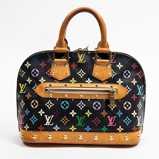 Louis Vuitton Limited Edition Takashi Murakami Alma PM Handbag, c. 2003, in multi-color monogram coated canvas with vachetta leather accents and golde
