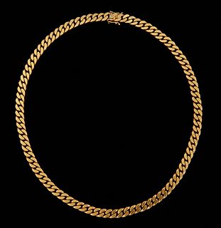 13K Yellow Gold Cuban Link Necklace, plated with 18K Yellow Gold, H.- 1/4 in., L.- 18 1/4 in., Wt.- 2.9 Troy Oz. Note: this Item is Seized Property Be