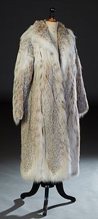 White Fox Fur Full Length Coat, labeled "Utah Tailoring, Connoisueur Collection," H.- 48 in.
