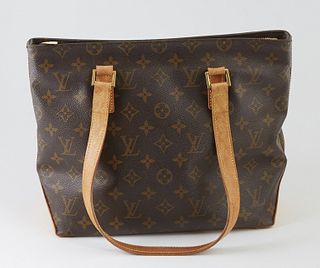 Louis Vuitton Brown Monogram Coated Canvas Cabas Piano Shoulder Bag, the exterior bottom with light vachetta leather and the top with vachetta leather